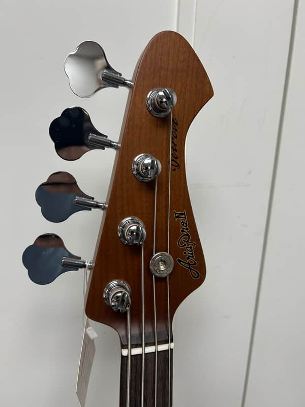 Aria Pro II Jaco Pastorius Tribute 313-JP Detroit Fretless Bass Guitar - Open Pore Sunburst w/Free Gigbag