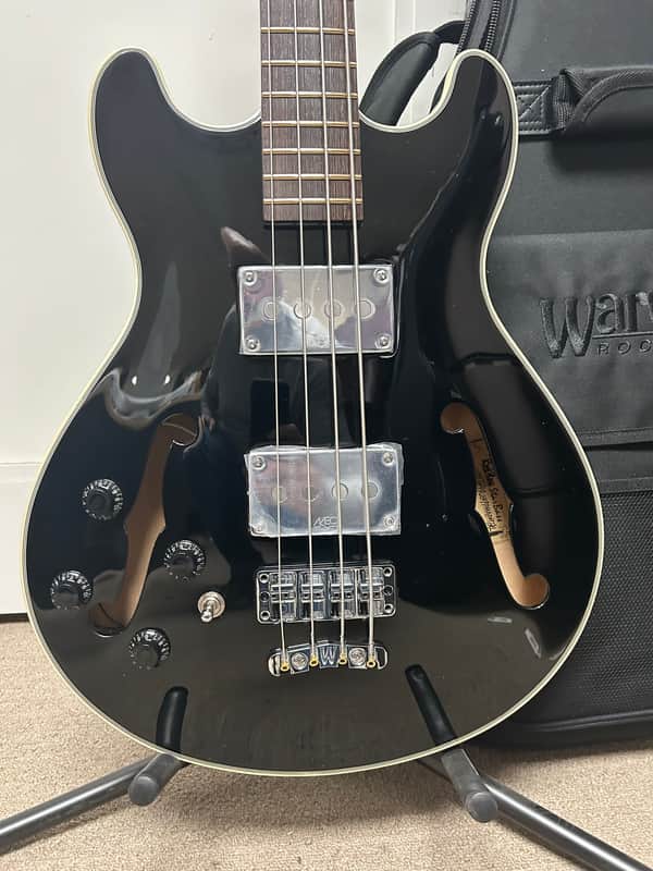 Warwick RockBass Star Bass Semi Hollow 4 String Left-handed Bass Guitar 2025 - Solid Black High Polish