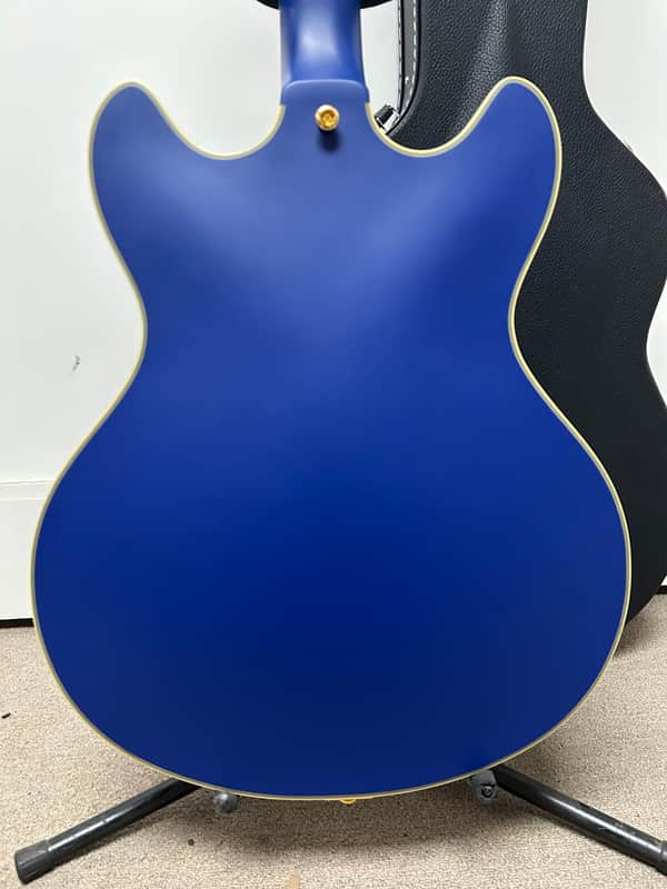 D'Angelico DLX DCTP Deluxe DC Semi Hollowbody Electric Guitar w/Stairstep Tailpiece - Matte Royal Blue