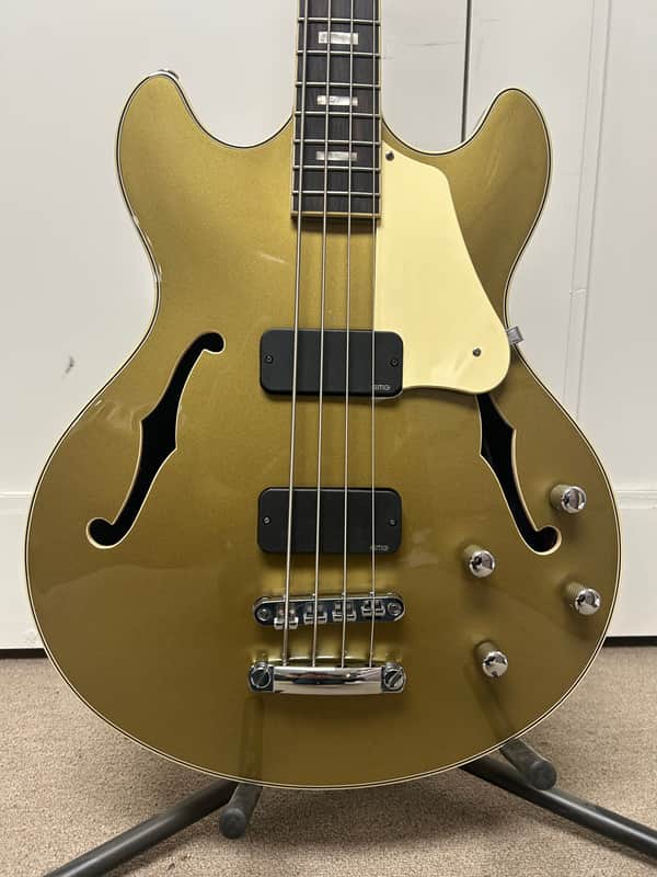 Schecter Corsair Semi Hollowbody Bass Guitar - Metallic Gold