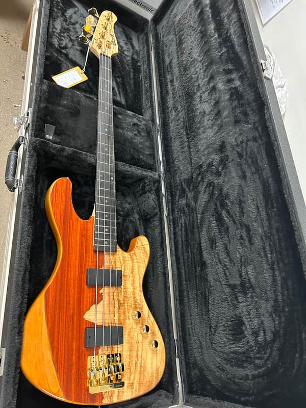 Cort Jeff Berlin Series Rithimic NAT Spalted Maple/Padouk Top 4-String Electric Bass - Natural w/Free Hard Case