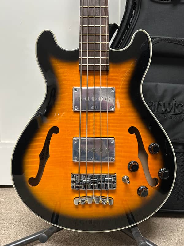 Warwick RockBass Star Bass 5-String Semi-Hollow Bass Guitar 2025 - Vintage Sunburst Transparent High Polish