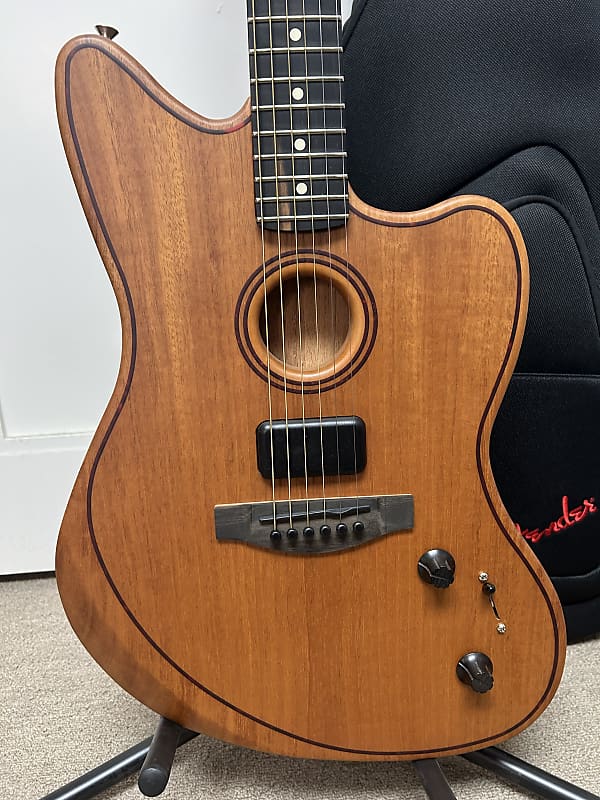 Fender American Acoustasonic Jazzmaster Acoustic Electric Guitar All-Mahogany - Natural