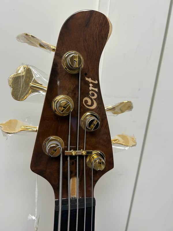 Cort Jeff Berlin Series Rithimic V NAT Walnut Burl Top 5-String Bass Guitar - Natural