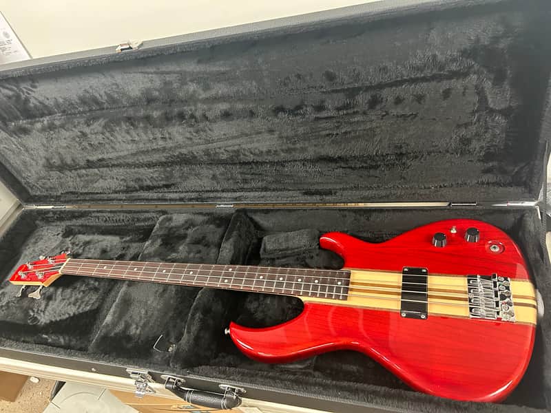 Aria Pro II SB-700 Four String Bass Guitar - Paduak Red w/Free Hard Case