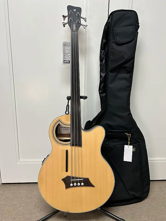 Warwick Alien Rockbass Deluxe Hybrid Thinline 4 String Fretless Acoustic Electric Bass - Natural