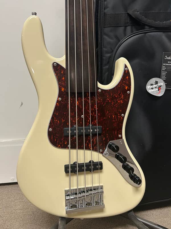 Sadowsky MetroLine 21-Fret Vintage J/J 5-String Bass Fretless w/Red Alder Body - Solid Olympic White High Polish