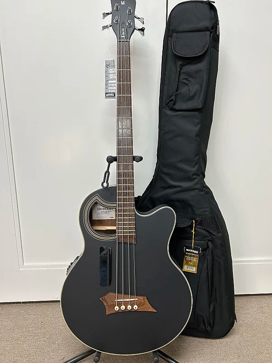 Warwick Alien Deluxe Thinline Hybrid 4 String Acoustic Electric Bass Guitar -Black