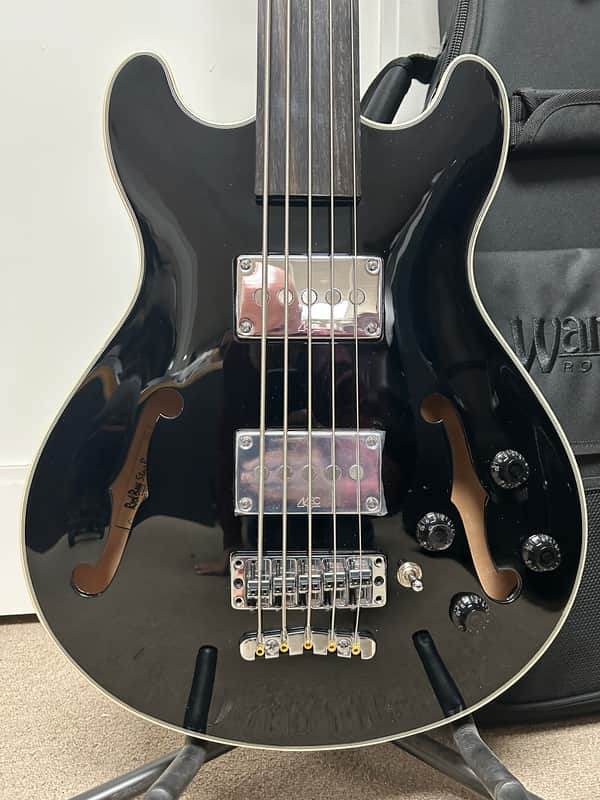 Warwick RockBass Star Bass 5-String Semi-Hollow Bass Guitar FRETLESS 2025 - Solid Black High Polish