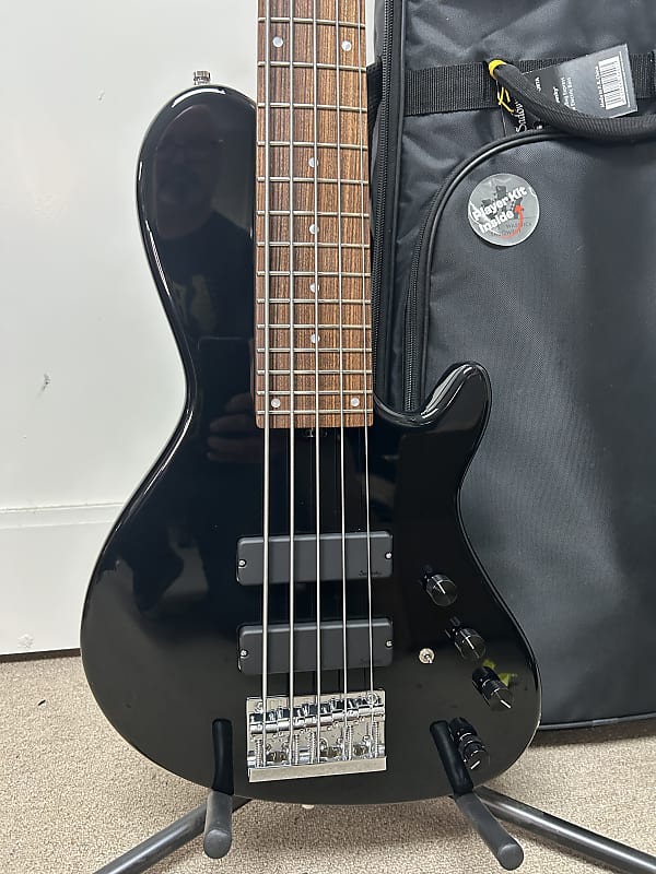 Sadowsky Metroline 24 Fret Singlecut 5 String Soapbar Bass w/Morado Fretboard and Red Alder Body - Solid Black High Polish