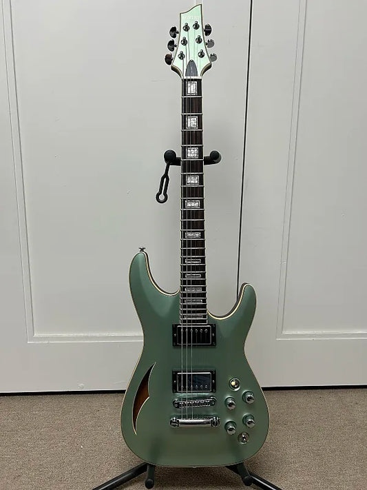 Schecter C-1 E/A Classic Semi Hollow Body Guitar with Ebony Fretboard - Satin Vintage Pelham Blue