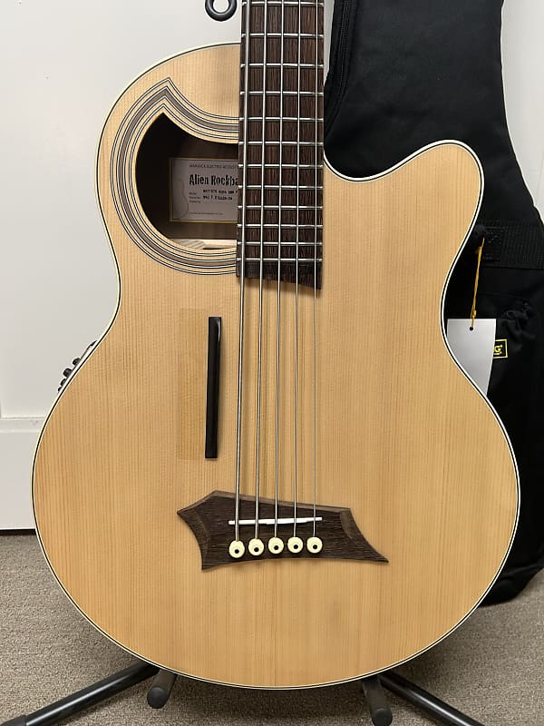 Warwick Rockbass Alien Deluxe Hybrid Thinline 5 String Acoustic Electric Bass - Natural