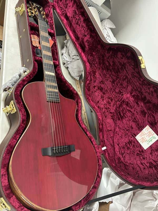 Cort Masterpiece Modern Burgundy Venetian Cutaway Acoustic Guitar with Electronics with Hard Case