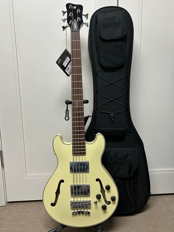 Warwick RockBass Star Bass 5-String Semi-Hollow Bass Guitar 2025 - Solid Creme White High Polish