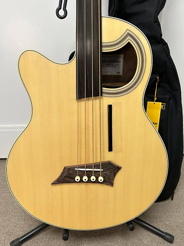 Warwick Alien Rockbass Deluxe 4 String Left Hand Fretless Acoustic Electric Bass - Natural