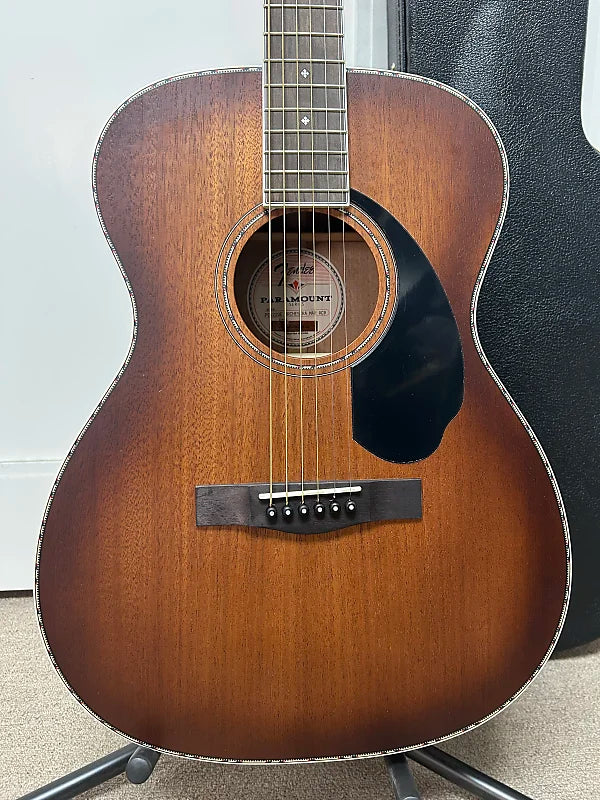 Fender Paramount PO-220E Acoustic Guitar Mahogany w/Electronics - Aged Cognac Burst