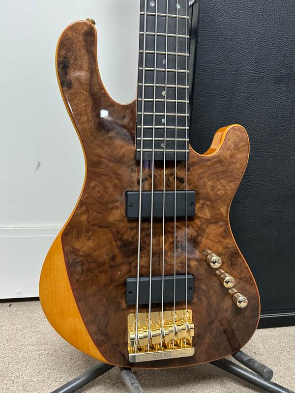 Cort Jeff Berlin Series Rithimic V NAT Walnut Burl Top 5-String Bass - Natural w/Free Hard Case
