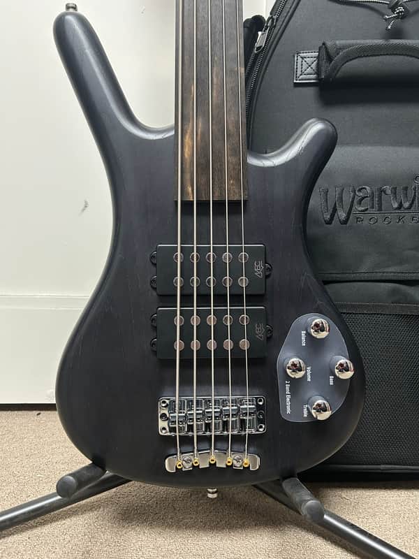 Warwick RockBass Corvette $$ 5 String Fretless Bass 2025 - Nirvana Black Transparent Satin