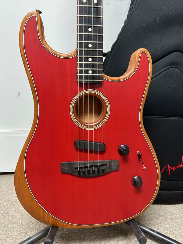 Fender American Acoustasonic Stratocaster Acoustic Electric Guitar - Dakota Red