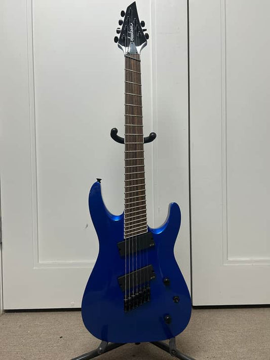 Jackson X Series SLAT7 MS Multiscale Soloist Archtop 7 String Electric Guitar Metallic Blue