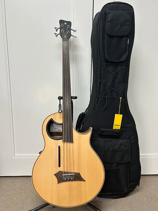 Warwick Alien 4 String Fretless Acoustic Electric Bass Guitar - Natural