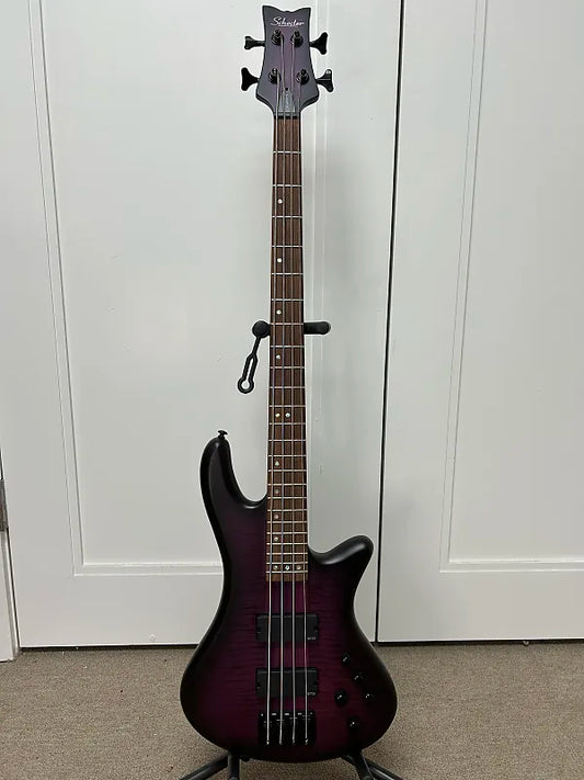 Schecter Stiletto Studio-4 Bass Guitar - Transparent Purple Burst