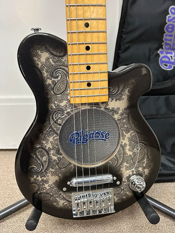 Pignose PGG-200 Mini Electric Travel Guitar - Black Paisley w/Gig Bag