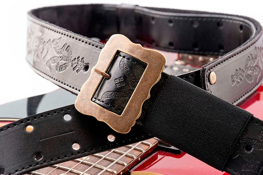 Right On Straps Bohemian Vegan Black High Quality Vegan Guitar Strap