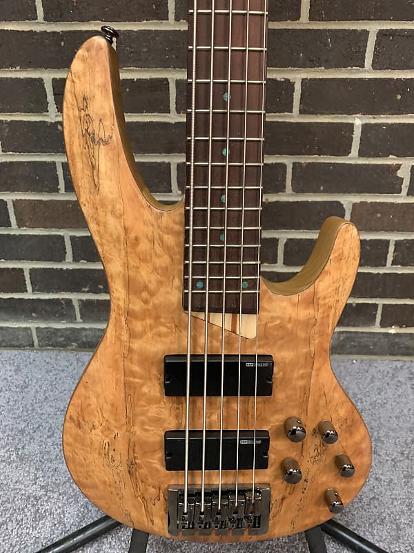 ESP LTD B-205SM Five String Bass Guitar Natural Satin Spalted Maple