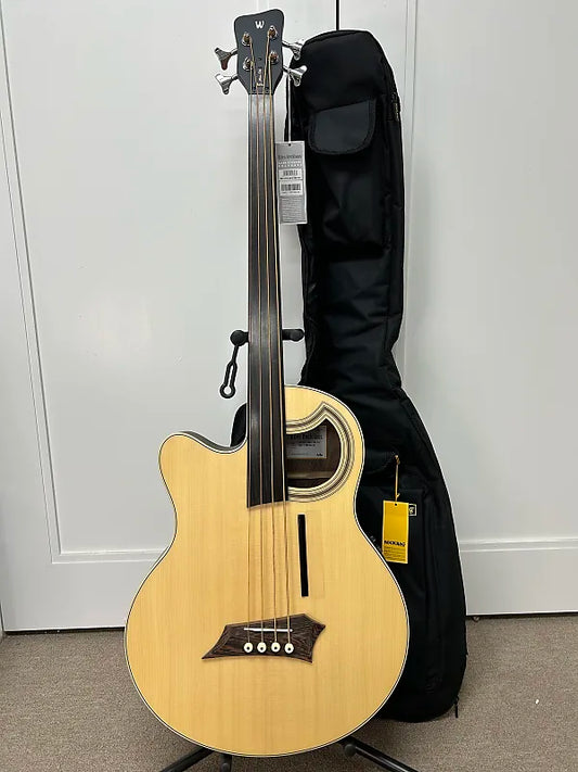 Warwick Alien Rockbass Deluxe 4 String Left Hand Fretless Acoustic Electric Bass - Natural