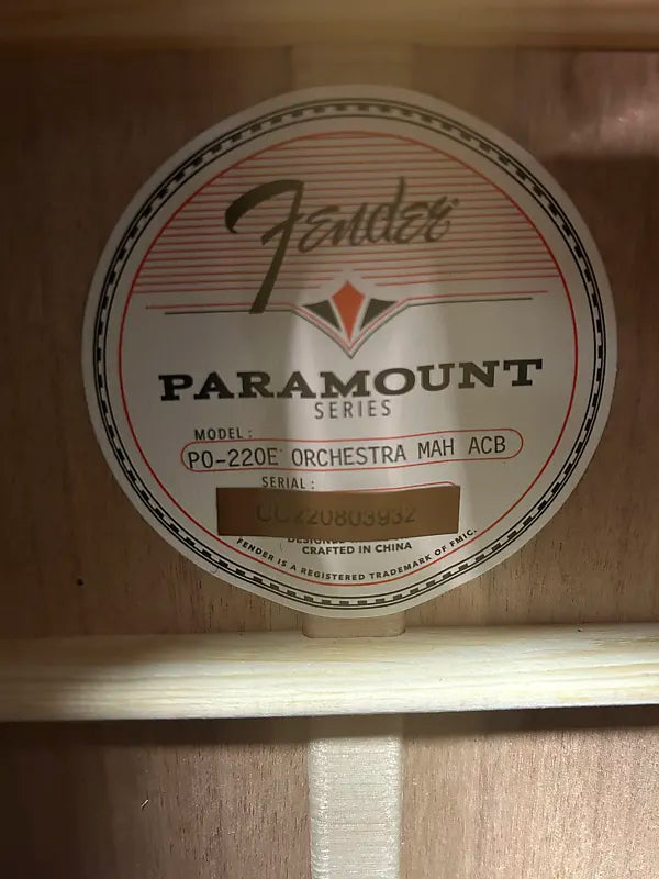 Fender Paramount PO-220E Acoustic Guitar Mahogany w/Electronics - Aged Cognac Burst