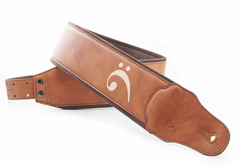 Right On Straps Fakey Light Brown High Quality Leather Guitar Strap