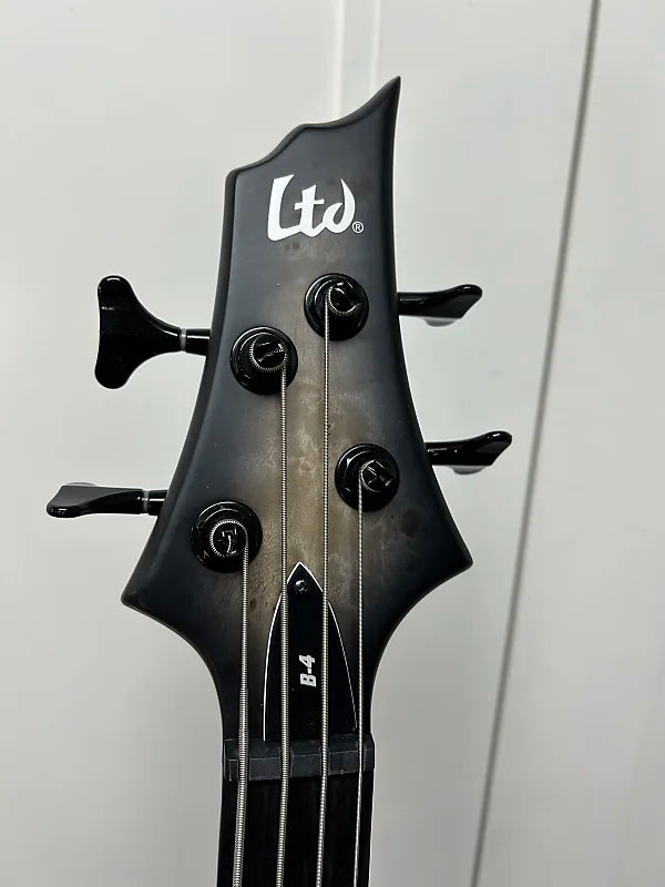 ESP LTD B-4 Ebony Bass Guitar - Charcoal Burst Satin