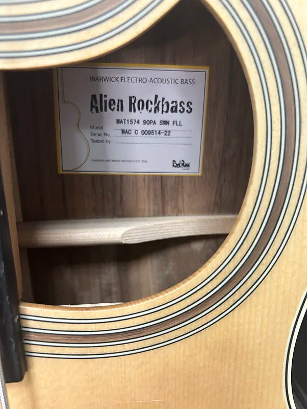 Warwick Alien Deluxe Hybrid Thinline 4 String Left Handed Fretless Acoustic Electric Bass - Natural