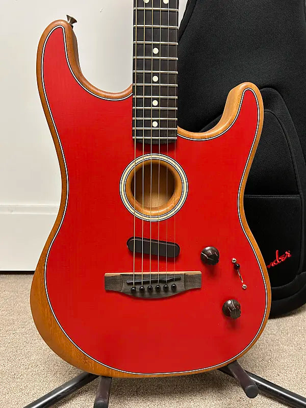 Fender American Acoustasonic Stratocaster Acoustic Electric Guitar - Dakota Red