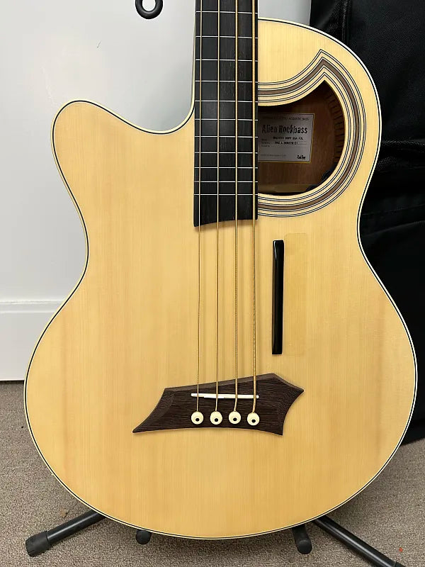 Warwick Alien Standard 4 String Left Handed Fretless w/Lines Acoustic Electric Bass - Natural