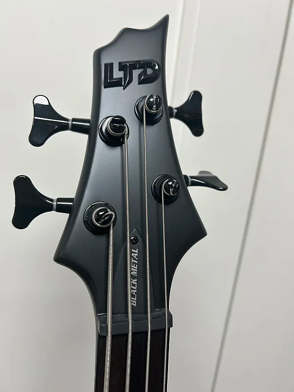ESP LTD F-4 Black Metal Bass Guitar - Black Satin