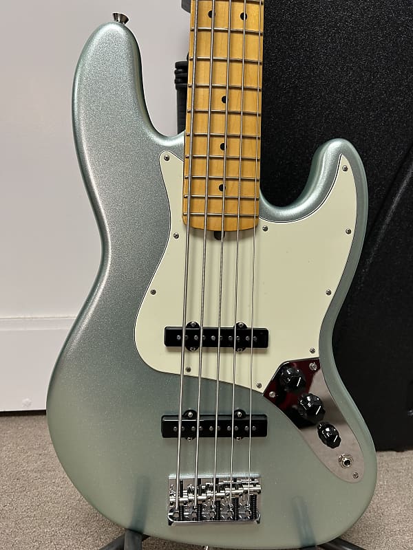 Fender American Professional II Jazz Bass V with Maple Fretboard - Mystic Surf Green