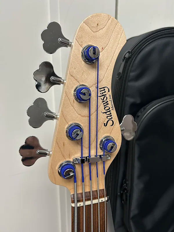 Sadowsky Metroline 24 Fret Singlecut 5 String Soapbar Bass w/Morado Fretboard and Red Alder Body - Solid Black High Polish