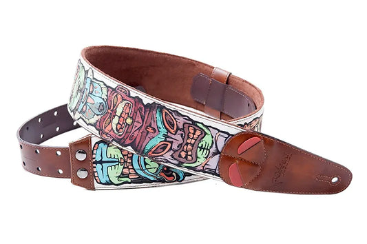 Right On Straps Steady Mojo Tiki White High Quality Vegan Guitar Strap