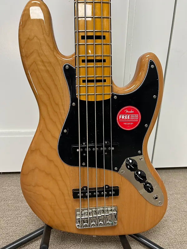 Squier Classic Vibe '70s Jazz Bass V 5 String Bass Guitar Natural
