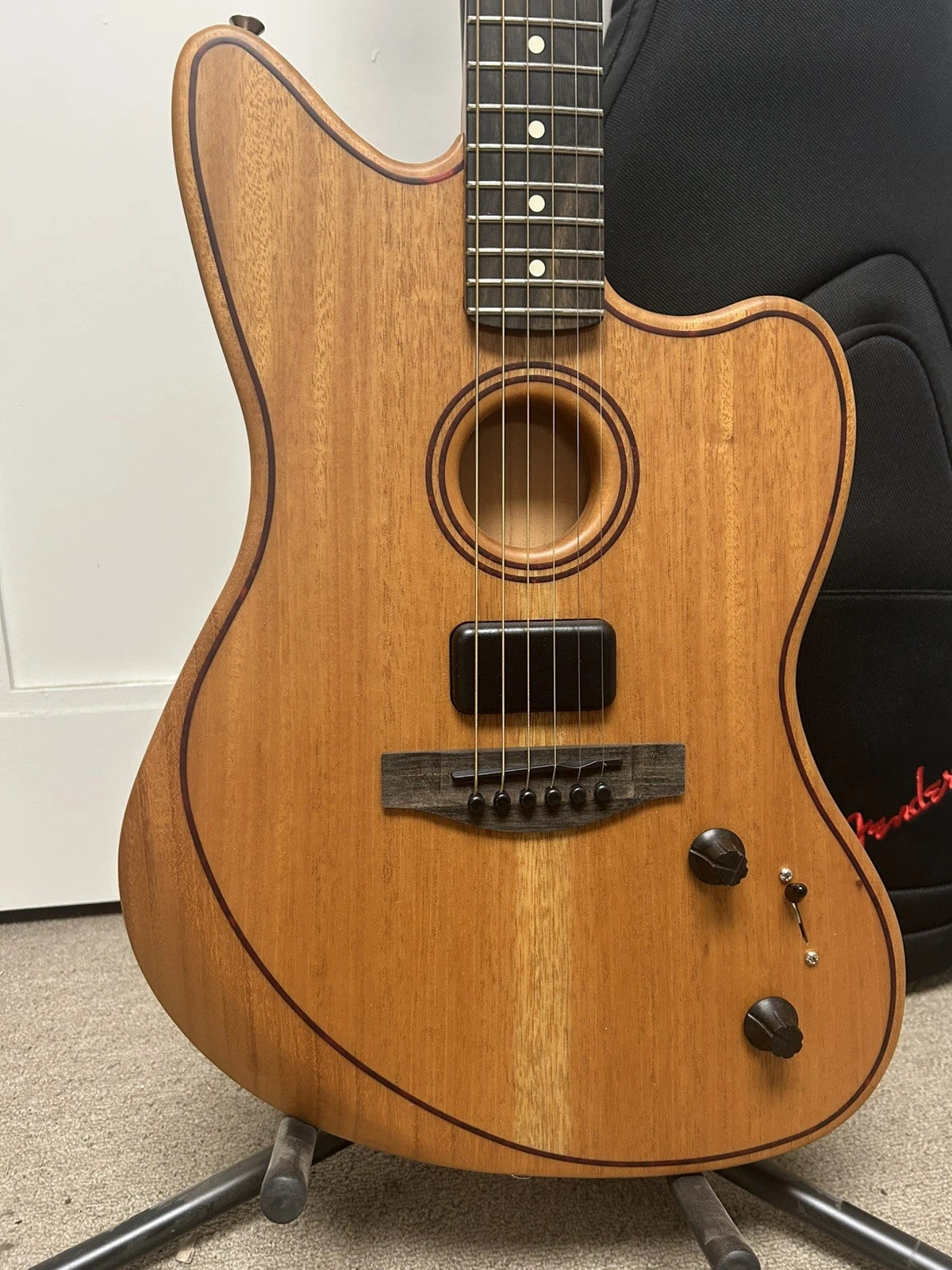 Fender American Acoustasonic Jazzmaster Acoustic Electric Guitar All-Mahogany - Natural