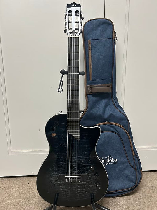 Cordoba Stage Thin Body Nylon String Classical Acoustic Guitar w/Electronics - Black Burst