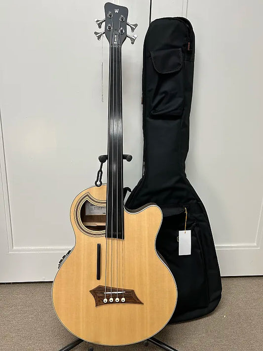 Warwick Alien Rockbass Deluxe Hybrid Thinline 4 String Fretless Acoustic Electric Bass - Natural
