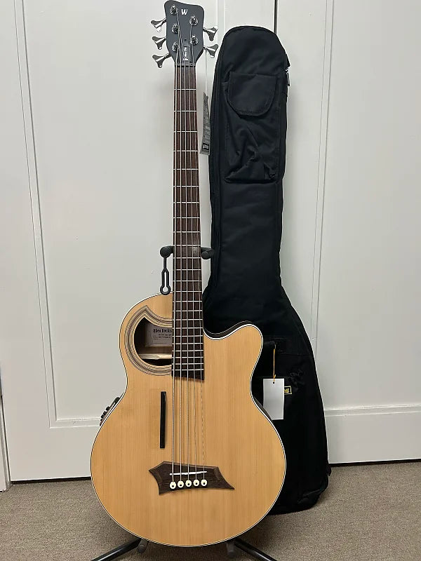 Warwick Rockbass Alien Deluxe Hybrid Thinline 5 String Acoustic Electric Bass - Natural