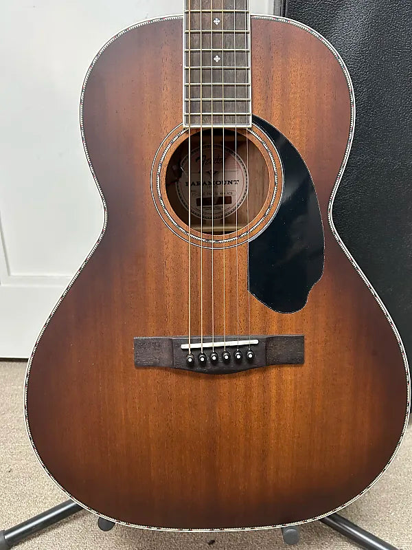 Fender Paramount PS-220E All Mahogany Parlor Acoustic Guitar w/Electronics - Aged Cognac Burst