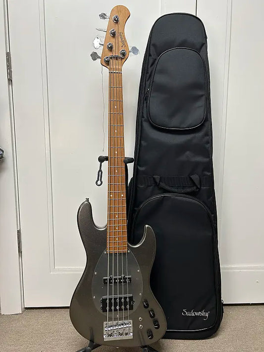 Sadowsky MetroExpress 21 Fret Vintage M/J Bass 5 String Maple Fretboard - Silver Metallic