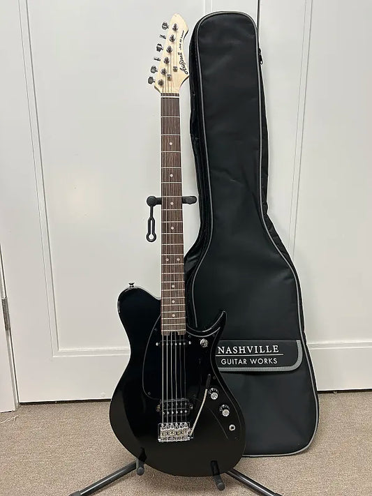 Aria Pro II Jet Baritone Electric Guitar- Black w/gig bag