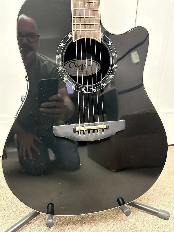 Ovation 2771AX-5-G Pro Series Standard Balladeer Acoustic Guitar w/Electronics - Black