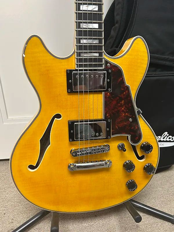 D'Angelico Premier Mini DC XT Semi Hollow Body Guitar 2024 Sweetwater Exclusive - Blonde
